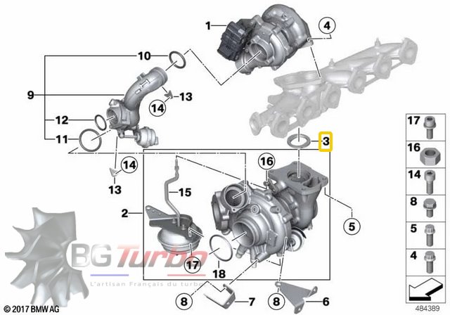 ANNEAU ENTRETOISE ENTRE TURBO ET COLLECTEUR D'ECHAPPEMENT BMW 5326-970-0004 - ERGOT DÉCALÉ - PIECE OE
